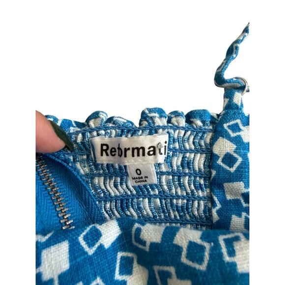 REFORMATION Blue White Patterned Tank Top Size 0 - Picture 3 of 8